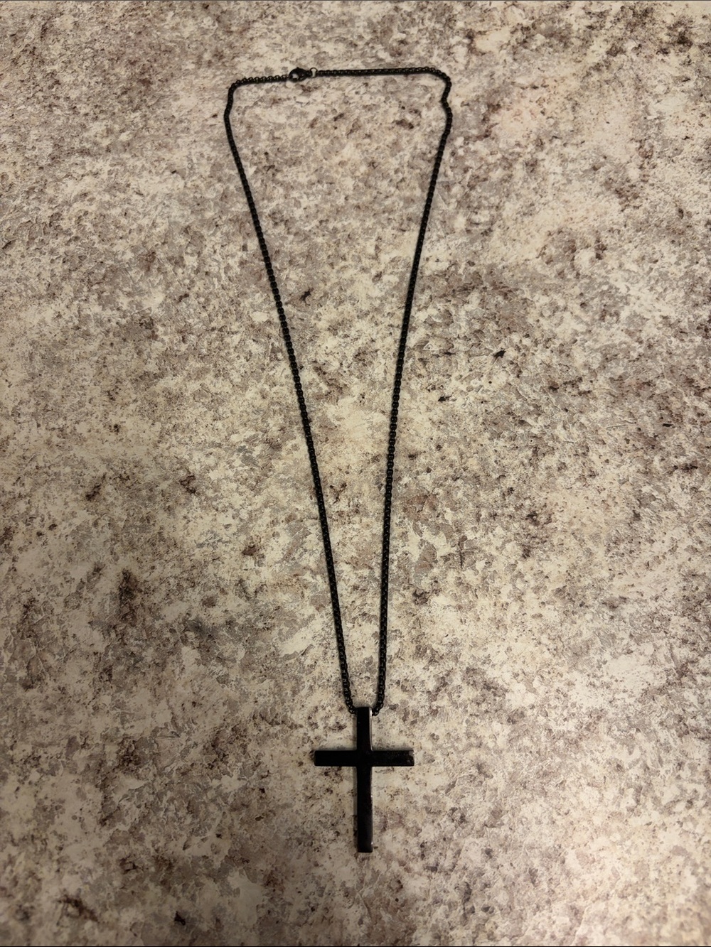 Men's Black Cross Bible Verse Pendant